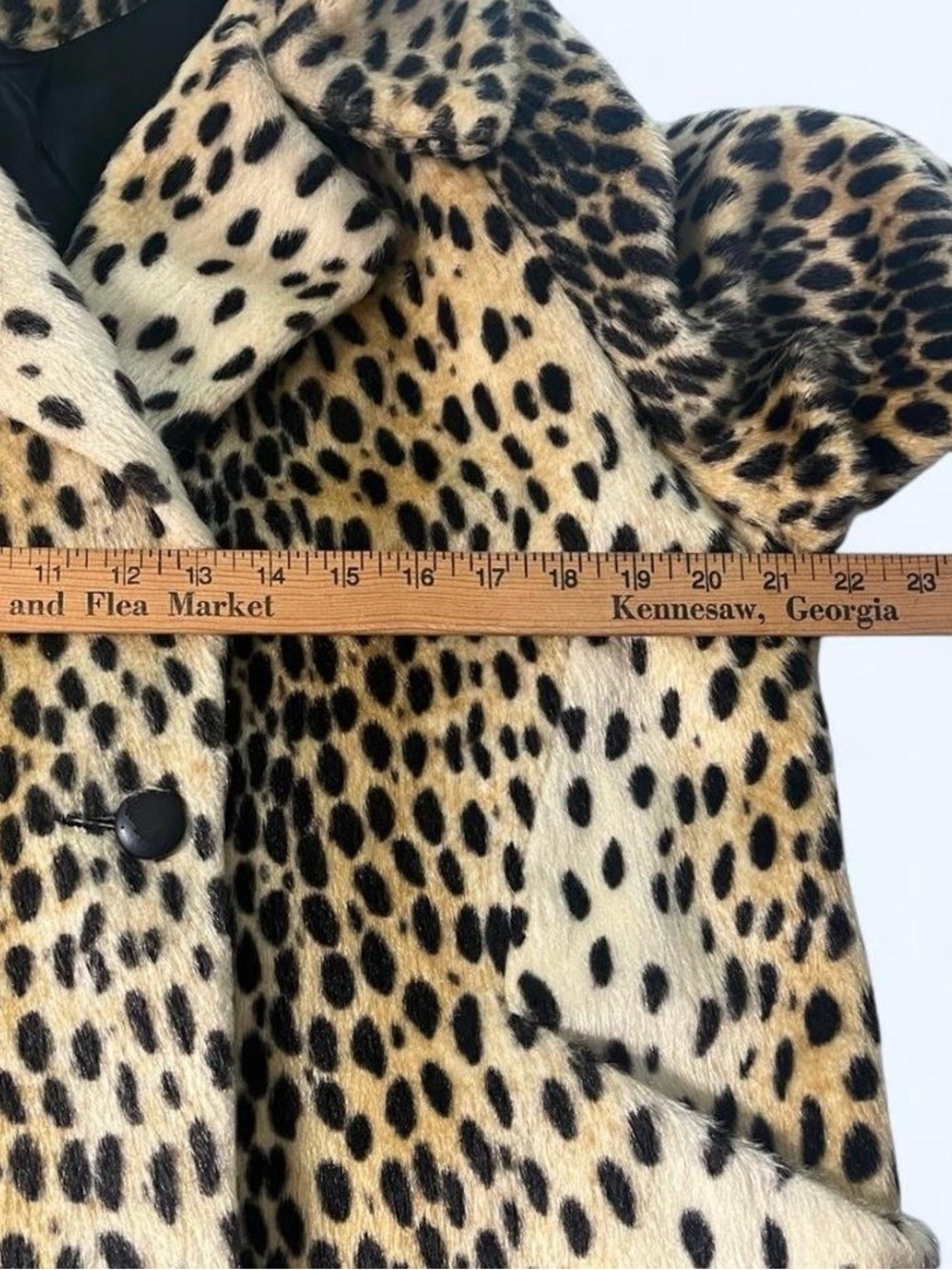VINTAGE 1960s Faux Leopard Fur Swing Coat Size M/L - Picture 9 of 9